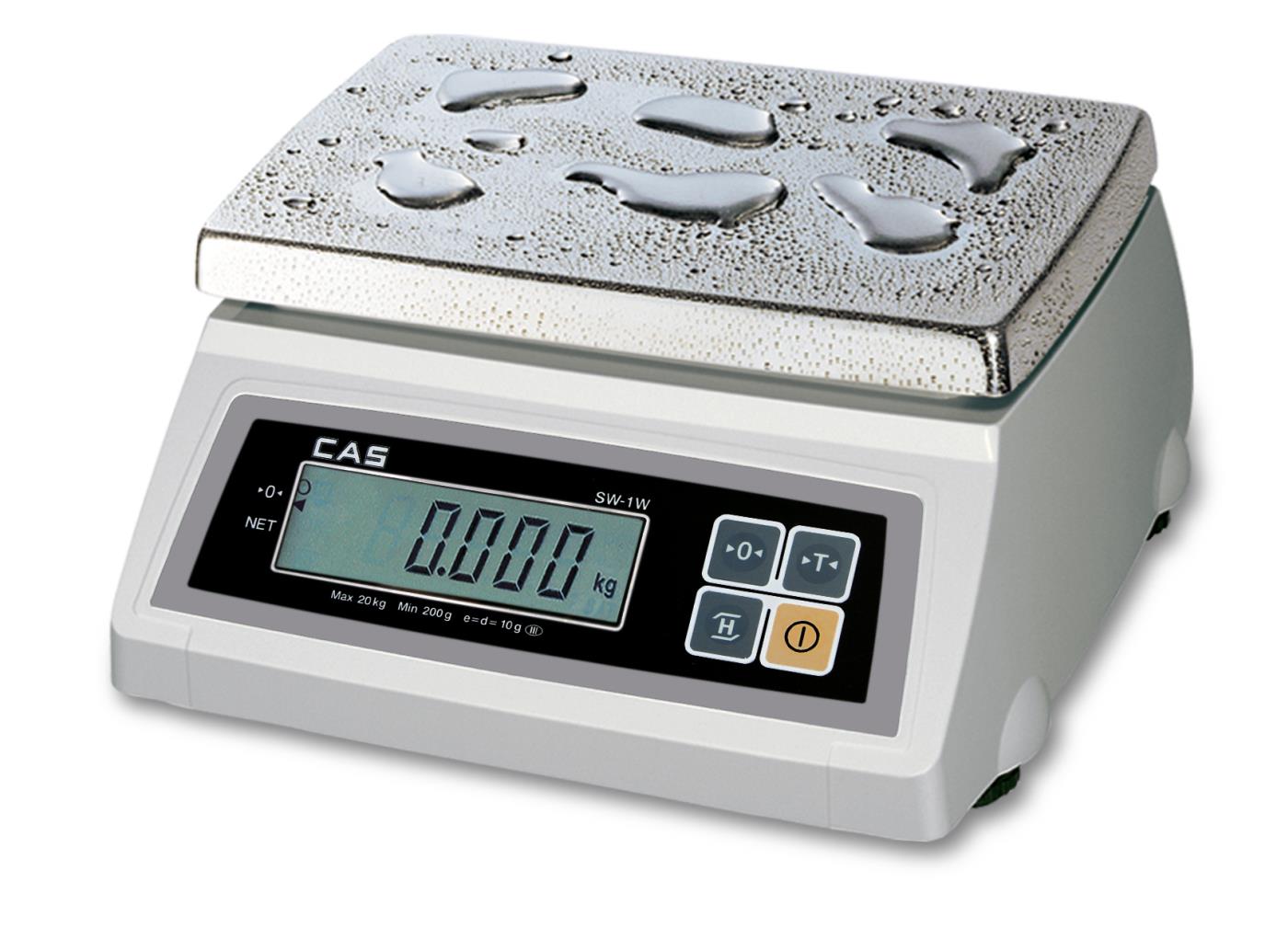 Geeicht lieferbare Kontrollwaage CAS SW-W+ 10R - Höchstlast 4 / 10 kg - Ablesbarkeit 2 / 5 g - Wägefläche 247 x 195 mm - Edelstahl - mit Rückanzeige